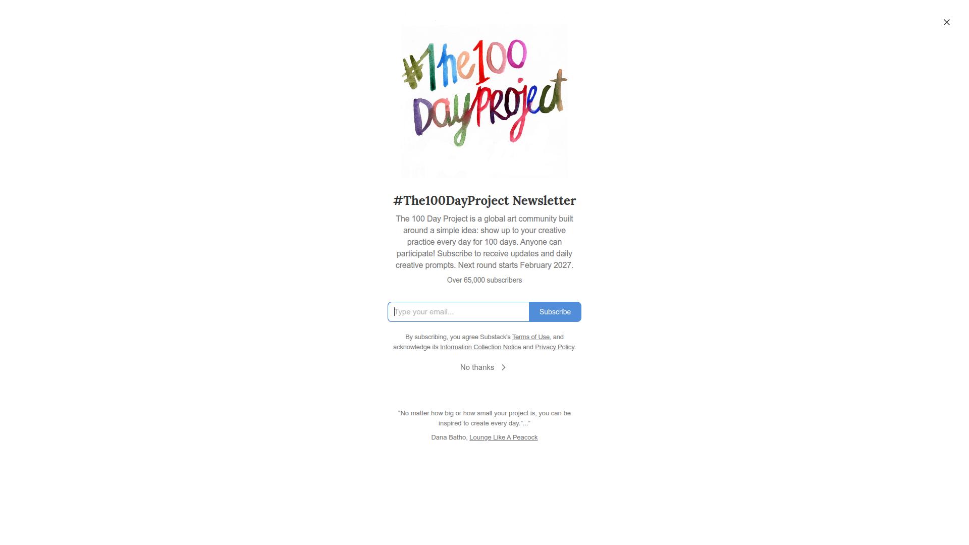 The 100-Day Challenge website